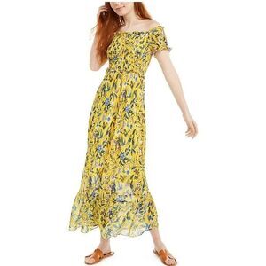 Sam Edelman Womens 6 Yellow Floral Off the Shoulder Maxi Long Dress NWT AT21